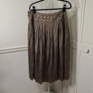 INC International Concepts Brown A-Line Skirt with Sequin Accents